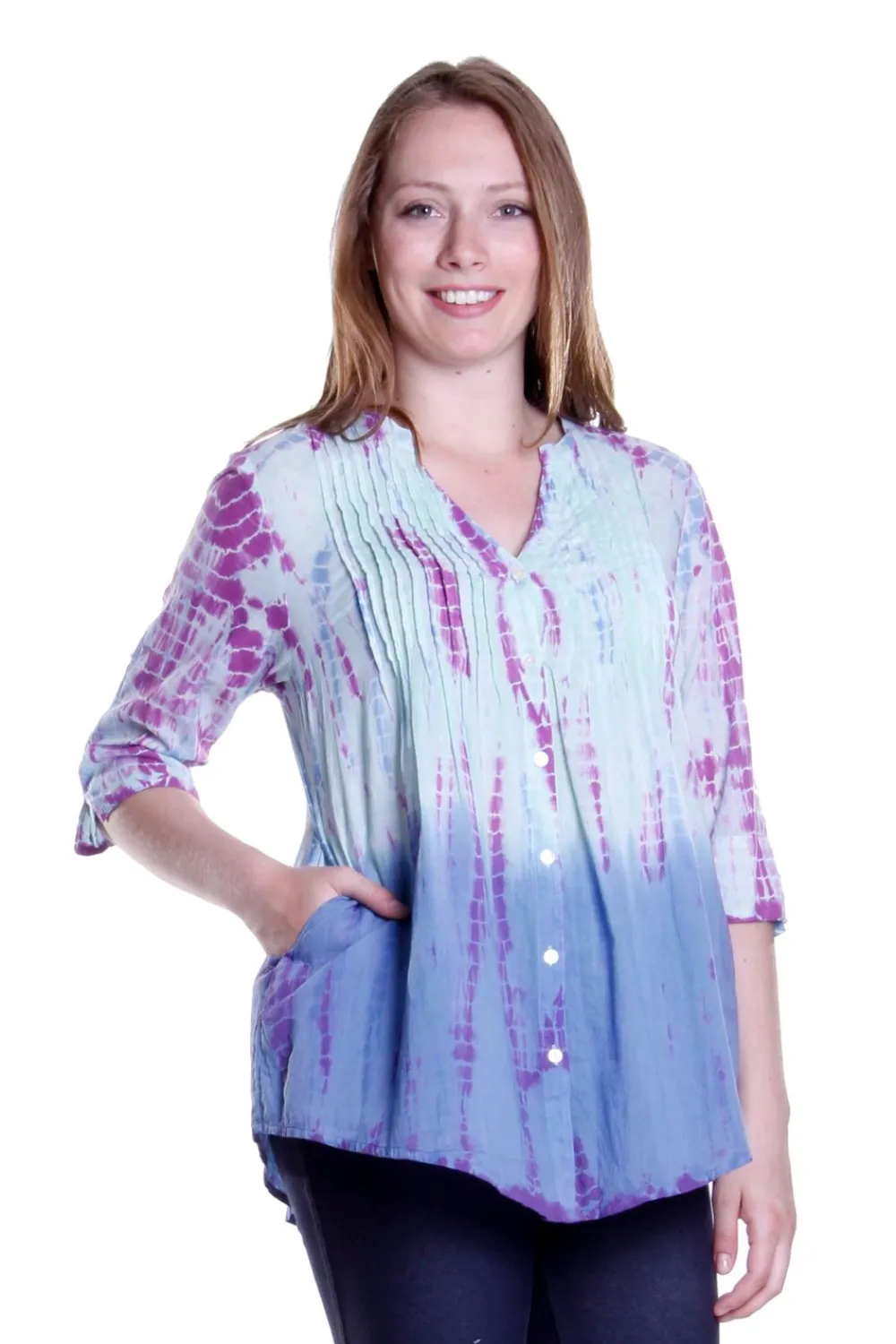 La Cera™ Tunica Plisada Con Efecto Tie-Dye