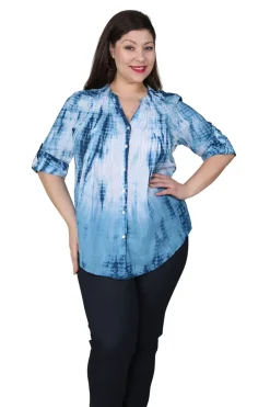 La Cera™ Tunica Plisada Con Efecto Tie-Dye De Talla Grande