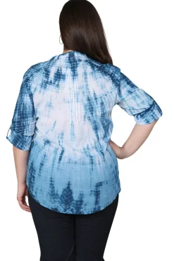 La Cera™ Tunica Plisada Con Efecto Tie-Dye De Talla Grande