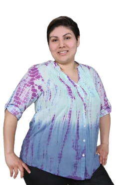La Cera™ Tunica Plisada Con Efecto Tie-Dye De Talla Grande