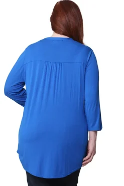 La Cera™ Tunica Solida De Rayon Con Frente Plisado De Talla Grande La Cera
