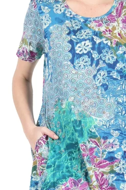 La Cera™ Vestido Acampanado De Punto De Jersey Floral De Algodon La Cera