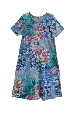 La Cera™ Vestido Acampanado De Punto De Jersey Floral De Algodon La Cera De Tal