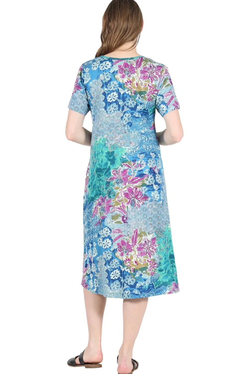La Cera™ Vestido Acampanado De Punto De Jersey Floral De Algodon La Cera De Tal