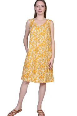La Cera™ Vestido Acampanado Estampado De Rayon Sin Mangas La Cera