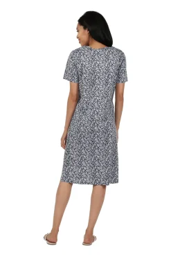 La Cera™ Vestido Acampanado Floral De Punto De Algodon De Manga Corta