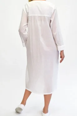 La Cera™ Vestido Bordado Blanco De Manga Larga La Cera
