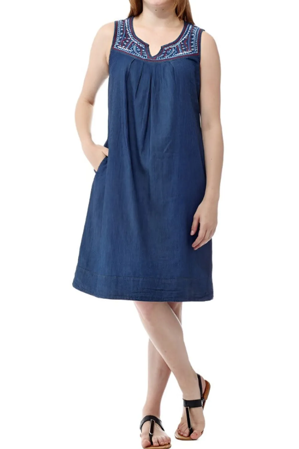 La Cera™ Vestido Bordado Con Canesu Sin Mangas La Cera