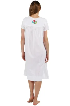 La Cera™ Vestido Bordado Con Manga Japonesa 100% Algodon