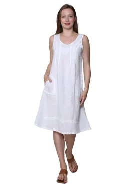 La Cera™ Vestido Bordado Sin Mangas De Lino