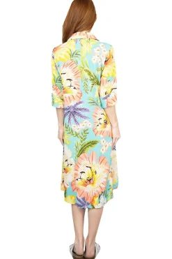La Cera™ Vestido Camisero Con Botones Y Estampado Floral Tropical De La Cera