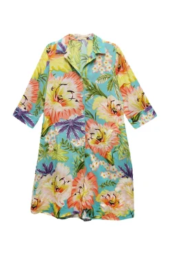 La Cera™ Vestido Camisero Con Botones Y Estampado Floral Tropical La Cera - Tal
