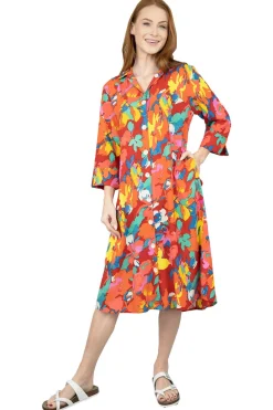 La Cera™ Vestido Camisero Veraniego Con Botones Y Estampado Floral En La Parte