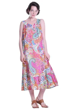 La Cera™ Vestido Con Cuello Redondo Y Estampado De Cachemira Con Bolsillos