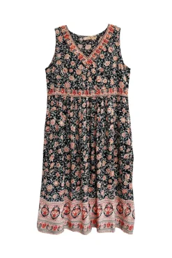 La Cera™ Vestido Con Escote En V Y Cintura Imperio Con Estampado De Borde - Tal