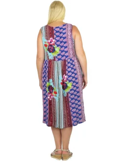 La Cera™ Vestido Con Escote En V Y Cintura Imperio Con Estampado De Borde - Tal