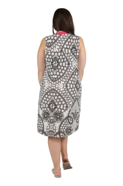 La Cera™ Vestido Con Estampado Abstracto Sin Mangas Y Frente Plisado - Tallas G