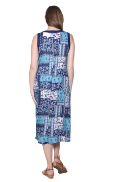 La Cera™ Vestido Con Estampado De Rayon Y Patchwork Con Botones Novedosos