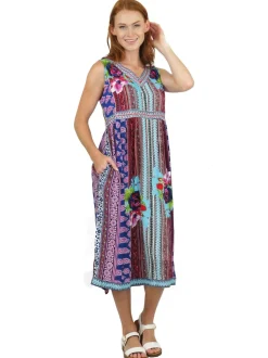 La Cera™ Vestido Con Estampado De Borde De Cintura Imperio Y Escote En V
