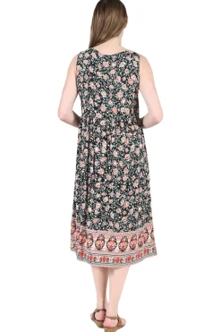 La Cera™ Vestido Con Estampado De Borde De Cintura Imperio Y Escote En V
