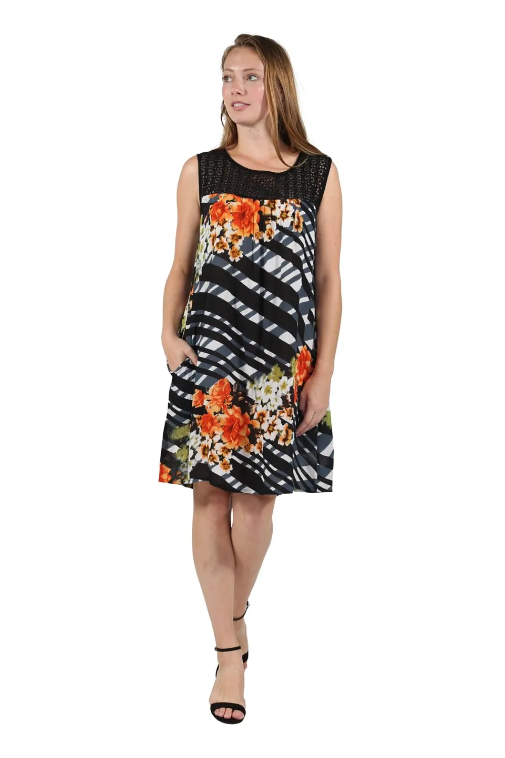 La Cera™ Vestido Con Estampado Geometrico Y Canesu De Crochet