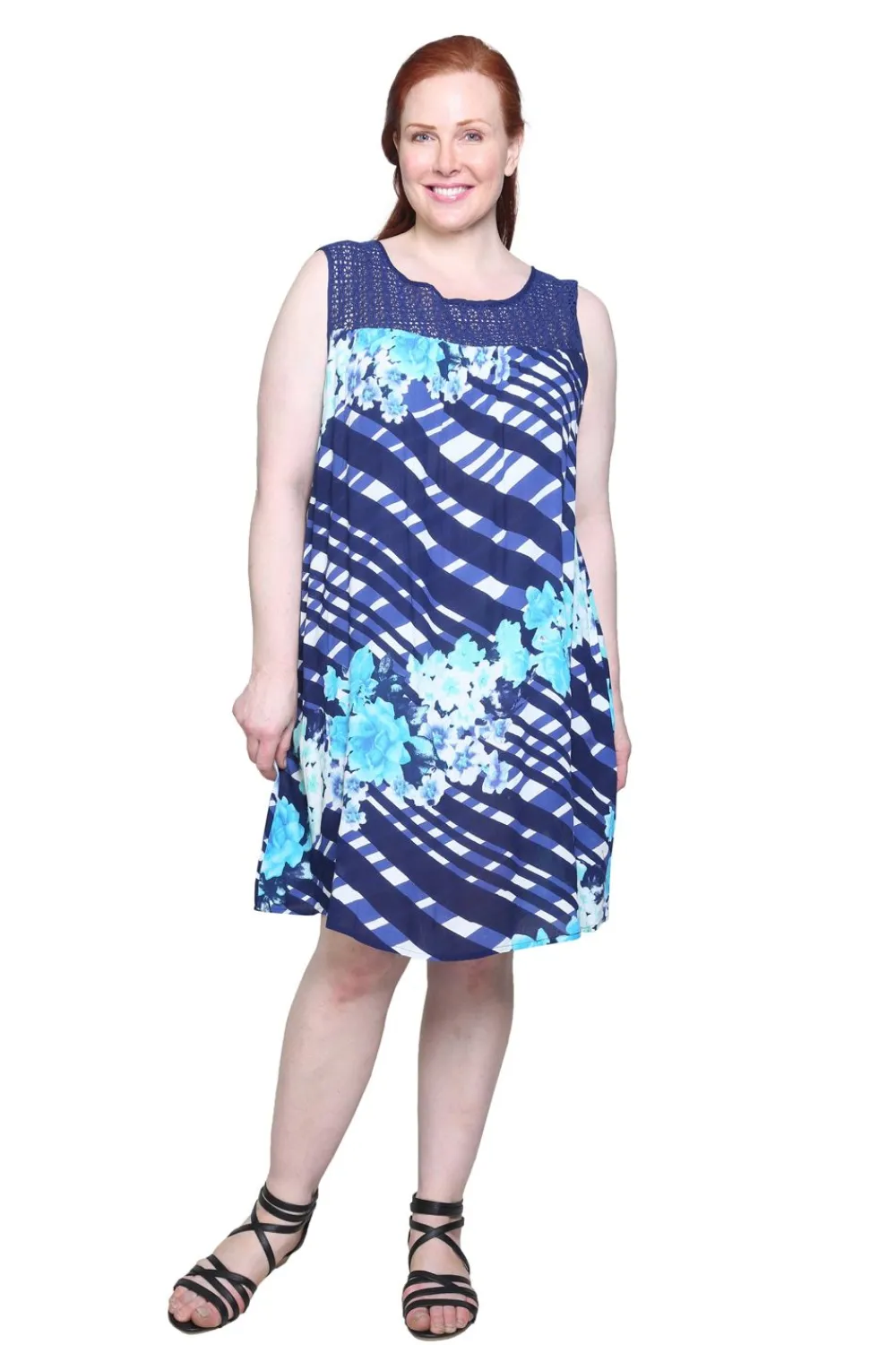 La Cera™ Vestido Con Estampado Geometrico Y Canesu De Crochet