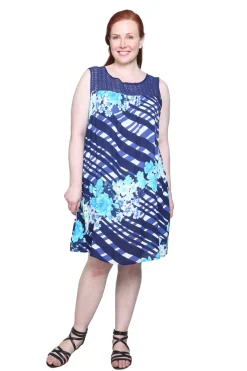 La Cera™ Vestido Con Estampado Geometrico Y Canesu De Crochet De Talla Grande