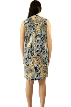 La Cera™ Vestido Con Estampado Malabar Sin Mangas Y Parte Delantera Plisada