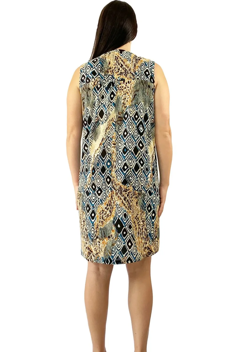 La Cera™ Vestido Con Estampado Malabar Sin Mangas Y Parte Delantera Plisada
