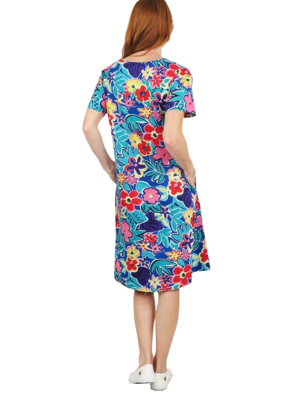 La Cera™ Vestido Corto De Punto De Algodon De Manga Corta