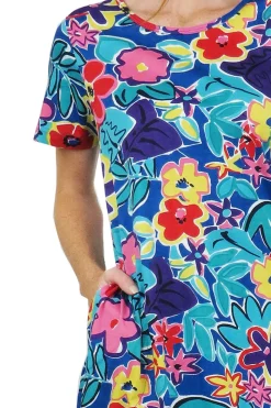 La Cera™ Vestido Corto De Punto De Algodon De Manga Corta
