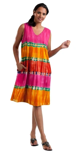 La Cera™ Vestido Corto Sin Mangas Tie-Dye La Cera