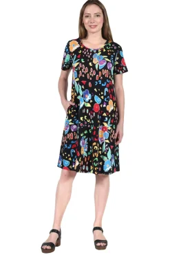 La Cera™ Vestido De Algodon Con Estampado Floral Abstracto La Cera