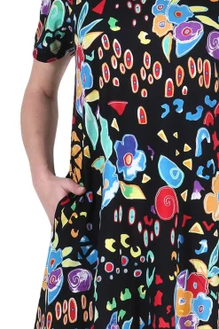 La Cera™ Vestido De Algodon Con Estampado Floral Abstracto La Cera