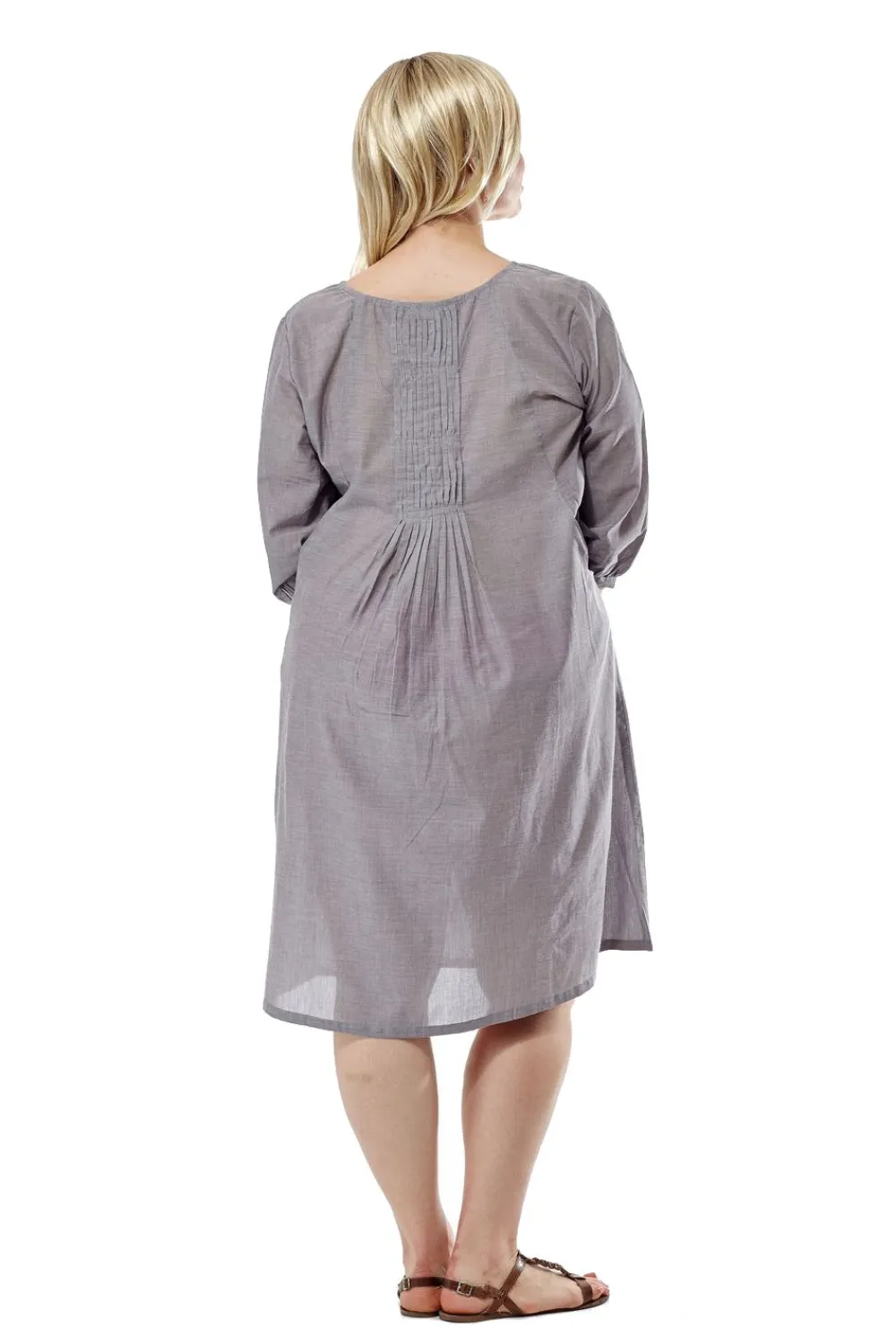 La Cera™ Vestido De Cambray Con Parte Delantera Plisada De Talla Grande La Cera