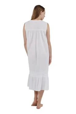 La Cera™ Vestido De Cuello Redondo Bordado 100% Algodon
