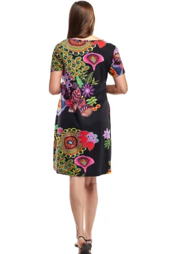 La Cera™ Vestido De Manga Corta Con Estampado Floral Novedoso De La Cera