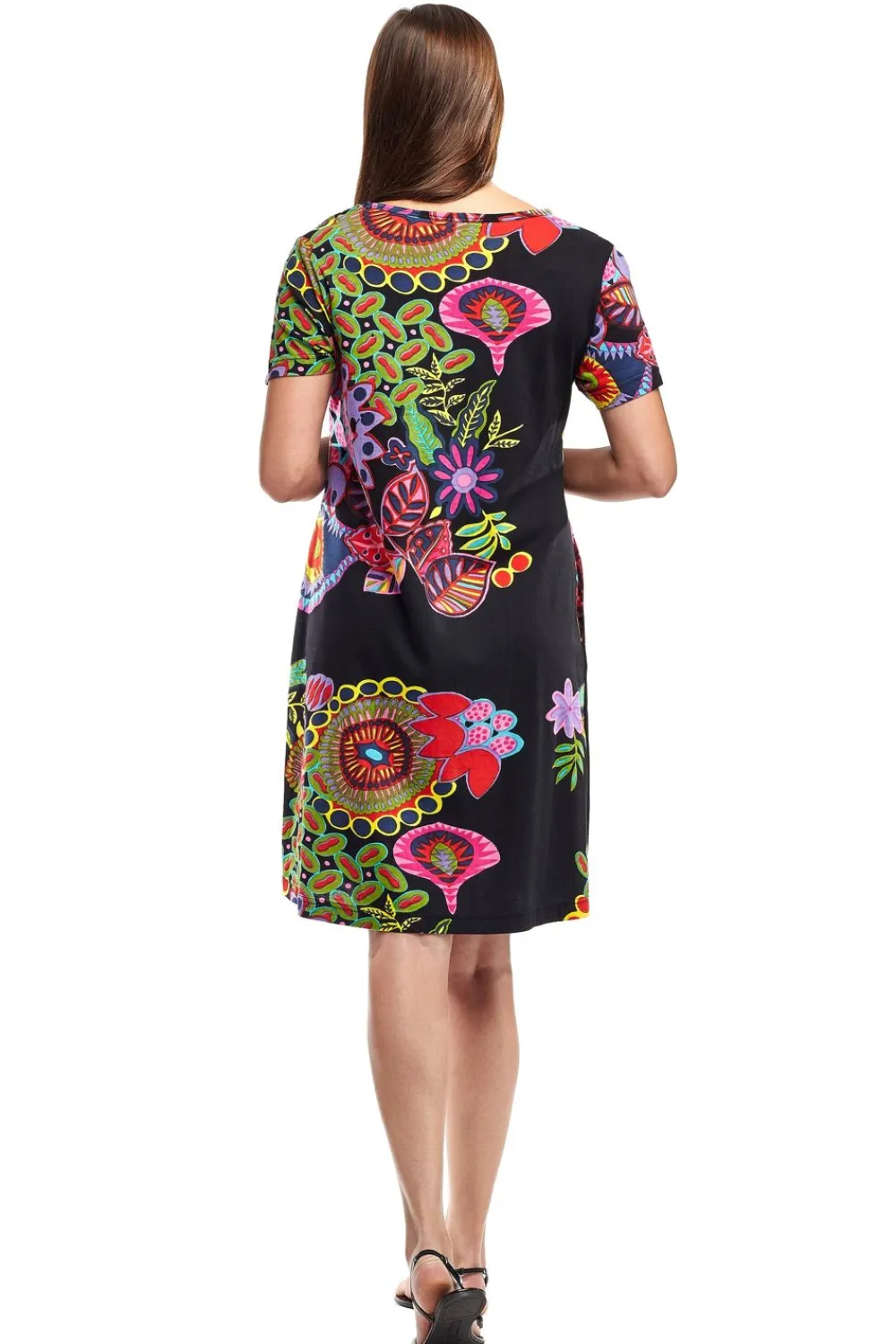 La Cera™ Vestido De Manga Corta Con Estampado Floral Novedoso De La Cera