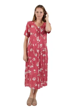 La Cera™ Vestido De Manga Corta Con Botones En La Parte Delantera La Cera