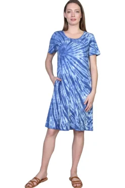 La Cera™ Vestido De Manga Corta Con Efecto Tie-Dye La Cera
