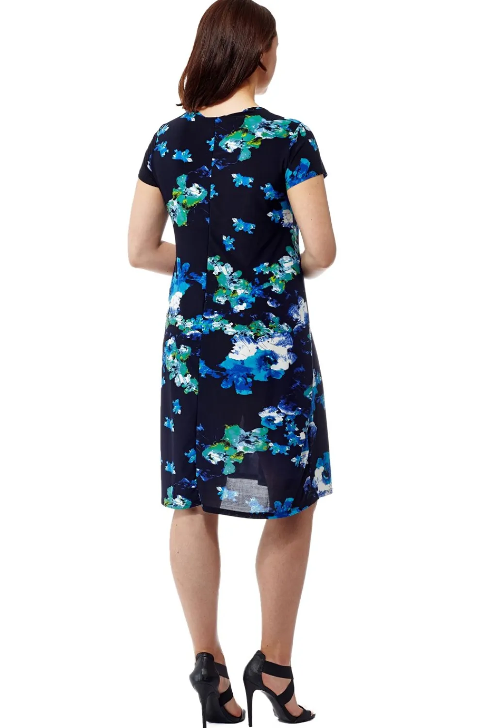 La Cera™ Vestido De Manga Corta Con Estampado Floral Azul De La Cera