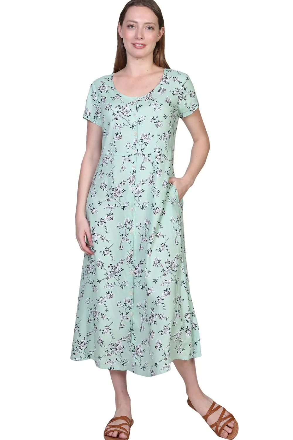 La Cera™ Vestido De Manga Corta Con Botones En La Parte Delantera La Cera
