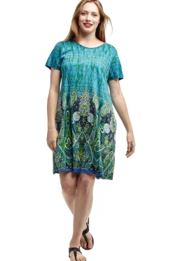 La Cera™ Vestido De Manga Corta Con Estampado De Cachemira Novedad De La Cera
