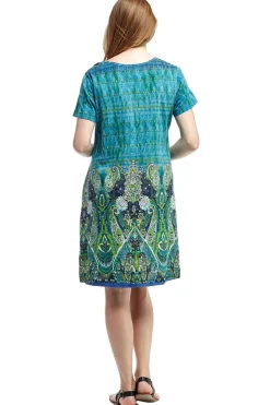 La Cera™ Vestido De Manga Corta Con Estampado De Cachemira Novedad De La Cera