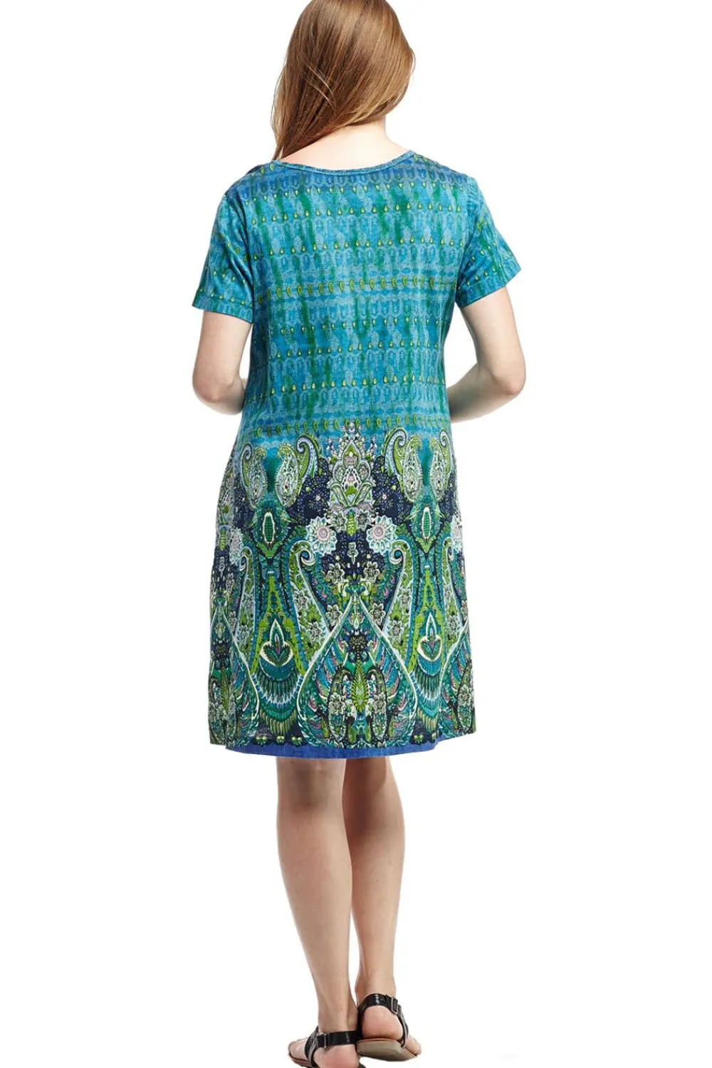 La Cera™ Vestido De Manga Corta Con Estampado De Cachemira Novedad De La Cera