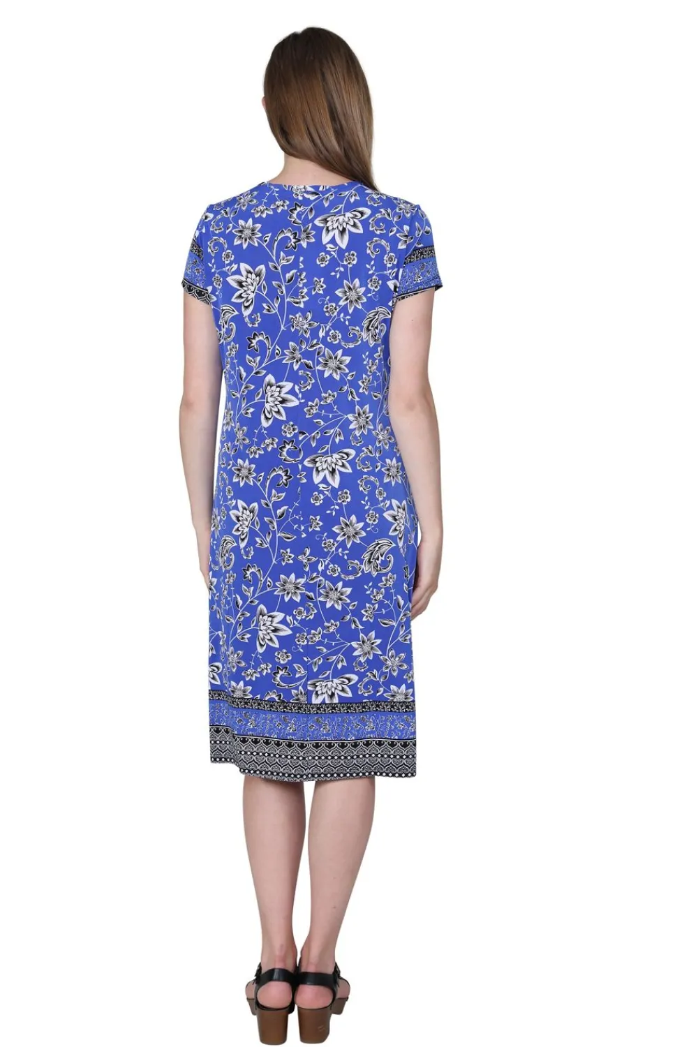 La Cera™ Vestido De Manga Corta Con Estampado Floral Y Borde De La Cera