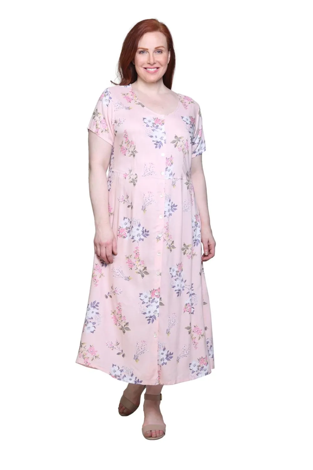La Cera™ Vestido De Manga Corta Con Botones En La Parte Delantera La Cera De Ta
