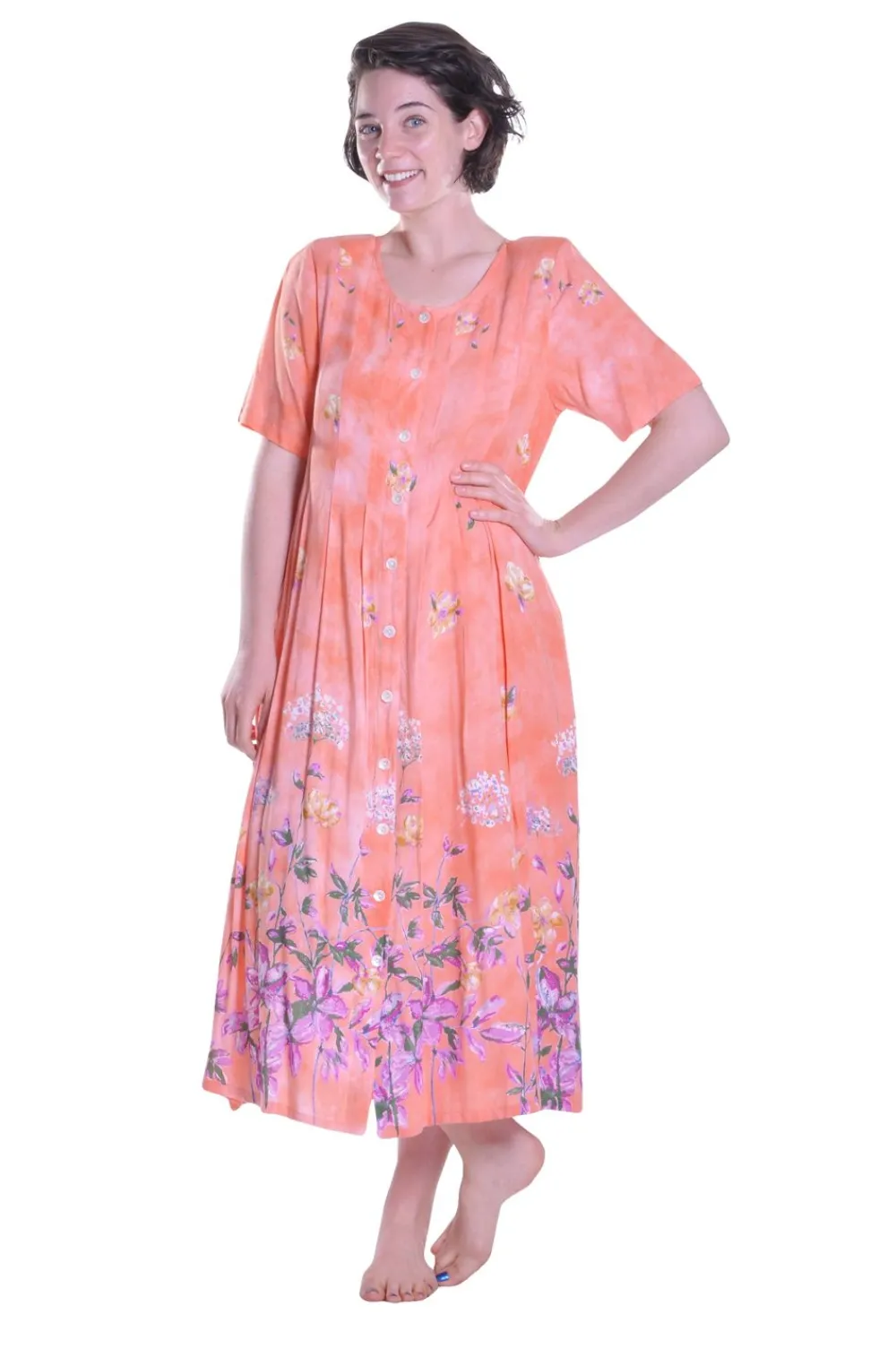 La Cera™ Vestido De Manga Corta Con Botones En La Parte Delantera La Cera De Ta