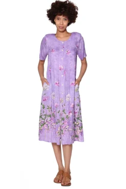 La Cera™ Vestido De Manga Corta Con Botones En La Parte Delantera La Cera