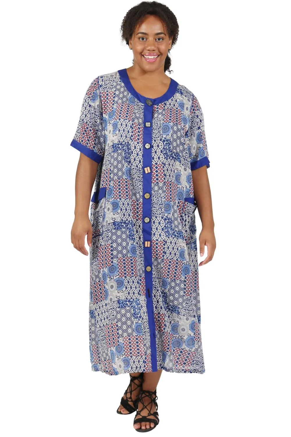 La Cera™ Vestido De Manga Corta De Talla Grande Con Patchwork De La Cera